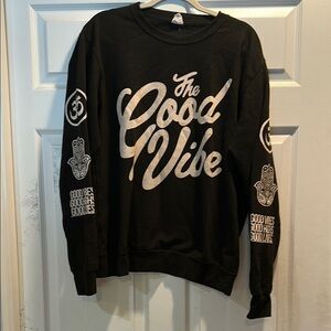 The Good Vibe Store Black Oversized Crewneck Pullover Sweatshirt M